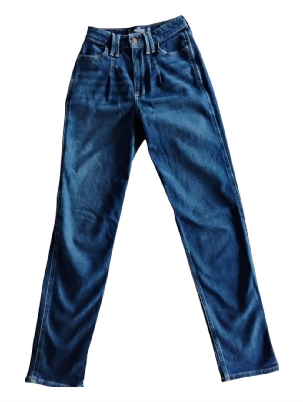 Hollister High Rise Pleated Tapered Mom Jeans Dark Wash Denim Size 1R 25/27
